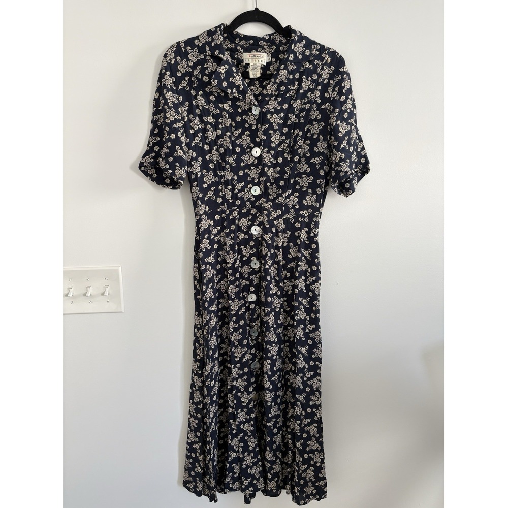 Vintage Talbots Women's Petites Cottage core Floral ButtonUpFit&Flare Dress Sz4